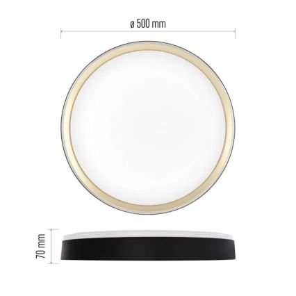 LED-dimbare plafondlamp ILVI LED/45W/230V 2700–6500K Ø 50 cm zwart/messing + afstandsbediening