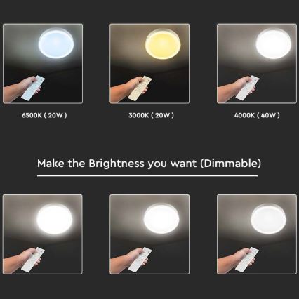 LED Dimbare plafondlamp LED/40W/230V 3000K/4000K/6500K + Afstandsbediening