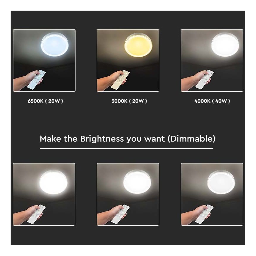 LED Dimbare plafondlamp LED/40W/230V 3000K/4000K/6500K + Afstandsbediening