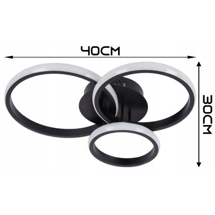 LED-dimbare plafondlamp LED/70W/230V 3000-6500K zwart + afstandsbediening