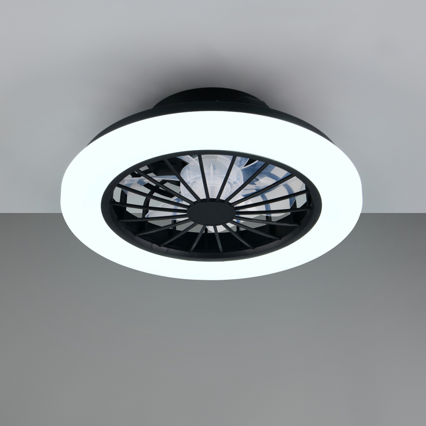 LED RGBW dimbare plafondlamp met ventilator GHANA LED/24W/230V 3000-6500K wit/zwart + afstandsbediening