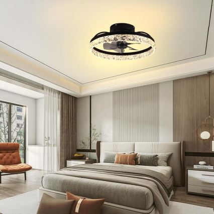LED Dimbare plafondlamp met ventilator LED/35W/230V 3000-6500K zwart + afstandsbediening