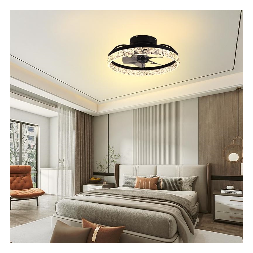 LED Dimbare plafondlamp met ventilator LED/35W/230V 3000-6500K zwart + afstandsbediening