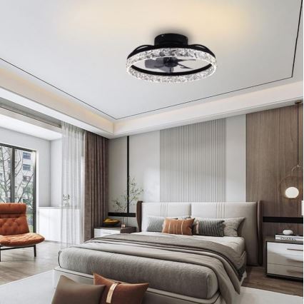 LED Dimbare plafondlamp met ventilator LED/35W/230V 3000-6500K zwart + afstandsbediening