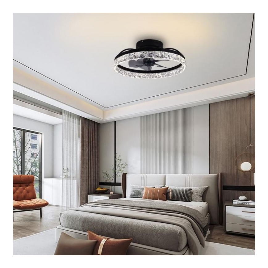 LED Dimbare plafondlamp met ventilator LED/35W/230V 3000-6500K zwart + afstandsbediening