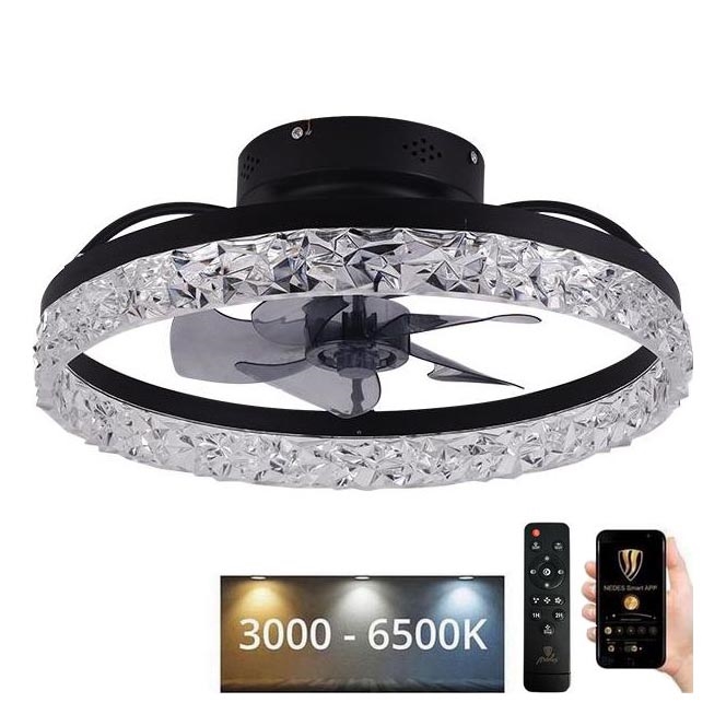 LED Dimbare plafondlamp met ventilator LED/35W/230V 3000-6500K zwart + afstandsbediening