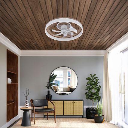 LED dimbare plafondlamp met ventilator LED/40W/230V 3000-6500K bruin/wit + afstandsbediening