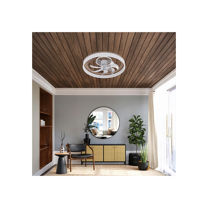 LED dimbare plafondlamp met ventilator LED/40W/230V 3000-6500K bruin/wit + afstandsbediening