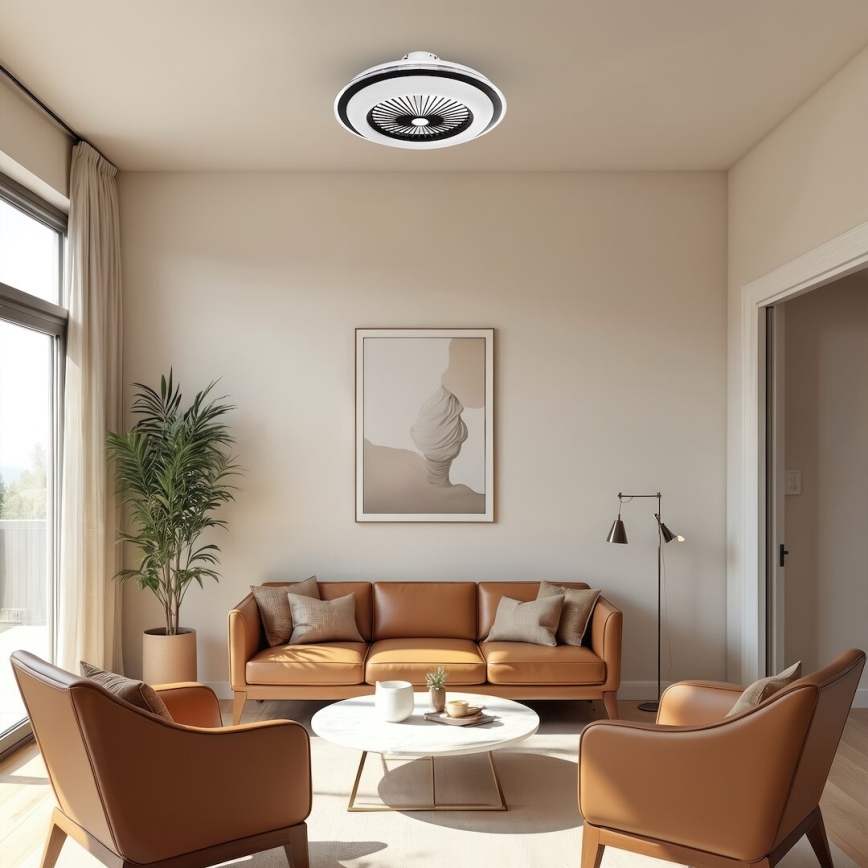 LED Dimbare plafondlamp met ventilator ZEPHYR LED/48W/230V 3000-6000K zwart + afstandsbediening