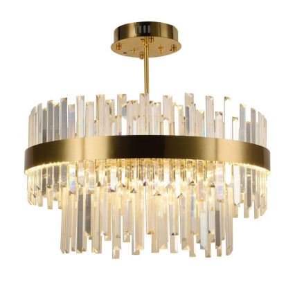 LED dimbare kristallen hanglamp aan stang LED/80W/230V 3000-6500K goud + afstandsbediening