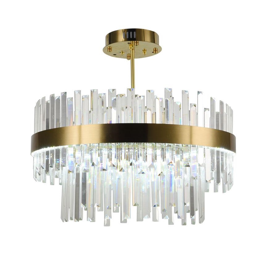 LED dimbare kristallen hanglamp aan stang LED/80W/230V 3000-6500K goud + afstandsbediening