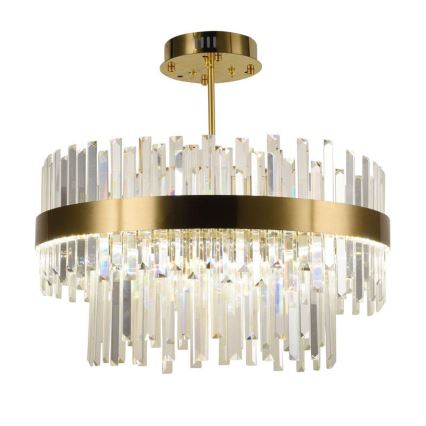 LED dimbare kristallen hanglamp aan stang LED/80W/230V 3000-6500K goud + afstandsbediening