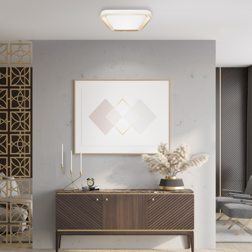 LED Dimbaar Plafondlamp QUADRO LED/38W/230V 3000-6000K wit/goud + afstandsbediening