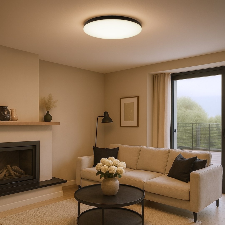 Dimbare LED-plafondlamp SIENA LED/80W/230V 3000-6000K Ø 75 cm zwart + afstandsbediening