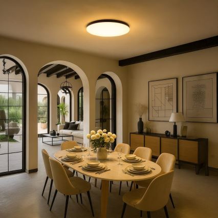 Dimbare LED-plafondlamp SIENA LED/80W/230V 3000-6000K Ø 75 cm zwart + afstandsbediening