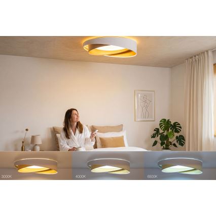 Dimbare LED-plafondlamp SMART GALAXY MODERN LED/24W/230V 3000-6500K Ø 55 cm wit/beige/goud + afstandsbediening