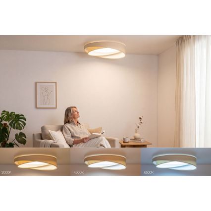Dimbare LED-plafondlamp SMART GALAXY MODERN LED/24W/230V 3000-6500K Ø 55 cm crème/wit + afstandsbediening