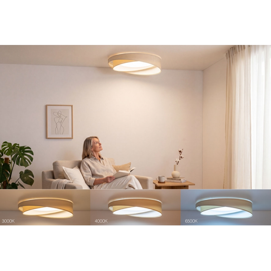 Dimbare LED-plafondlamp SMART GALAXY MODERN LED/24W/230V 3000-6500K Ø 55 cm crème/wit + afstandsbediening