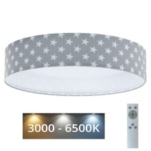 LED dimbare plafondlamp SMART GALAXY KIDS LED/24W/230V 3000-6500K sterren grijs/wit + afstandsbediening