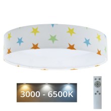 LED dimbare plafondlamp SMART GALAXY KIDS LED/24W/230V 3000-6500K sterren kleurrijk + afstandsbediening