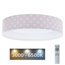 LED dimbare plafondlamp SMART GALAXY KIDS LED/24W/230V 3000-6500K sterren roze/wit + afstandsbediening