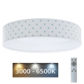 LED dimbare plafondlamp SMART GALAXY KIDS LED/24W/230V 3000-6500K sterren wit/turkoois + afstandsbediening