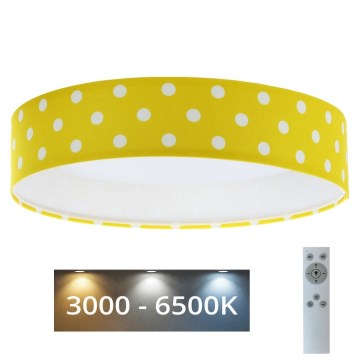 LED dimbare plafondlamp SMART GALAXY KIDS LED/24W/230V 3000-6500K stippen geel/wit + afstandsbediening