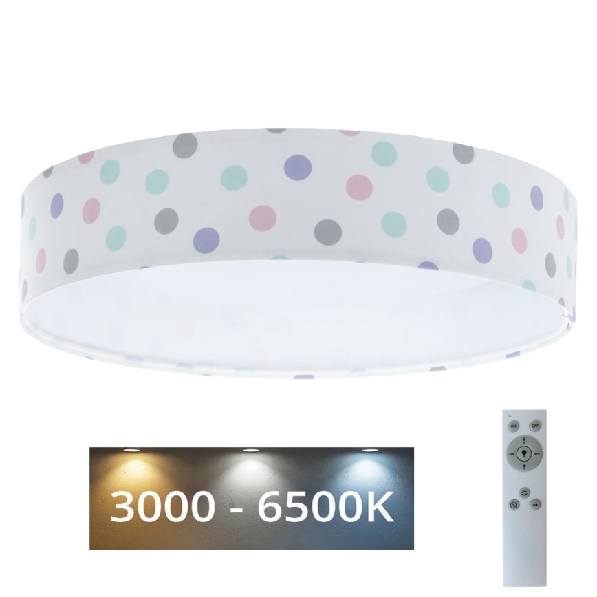 LED dimbare plafondlamp SMART GALAXY KIDS LED/24W/230V 3000-6500K stippen kleurrijk + afstandsbediening