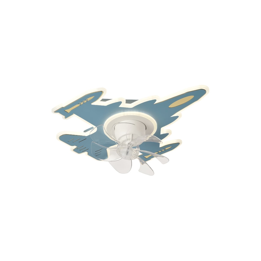 Dimbare LED-plafondlamp voor kinderen met ventilator LED/63W/230V 3000/4000/6000K blauw + afstandsbediening
