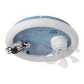 LED dimbare plafondlamp voor kinderkamer met ventilator LED/48W/230V 3000/4000/6000K blauw + afstandsbediening