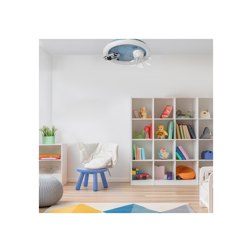 LED dimbare plafondlamp voor kinderkamer met ventilator LED/48W/230V 3000/4000/6000K blauw + afstandsbediening