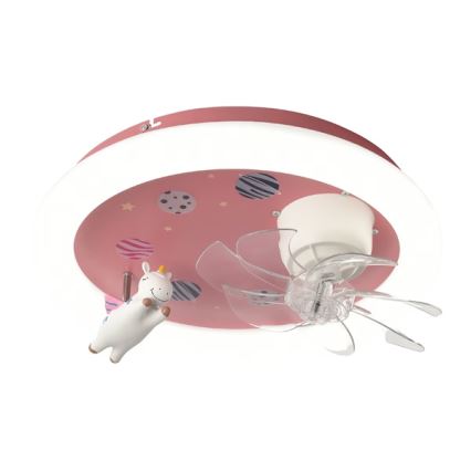 Dimbare LED-plafondlamp met ventilator voor kinderkamer, LED/48W/230V 3000/4000/6000K roze + afstandsbediening