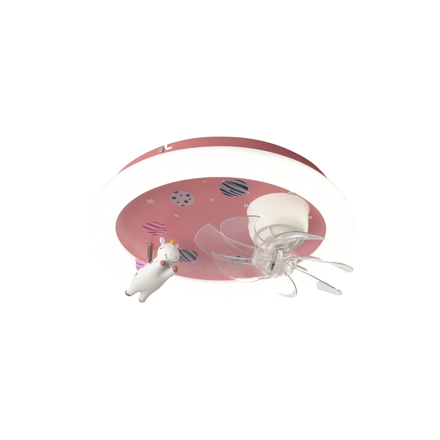 Dimbare LED-plafondlamp met ventilator voor kinderkamer, LED/48W/230V 3000/4000/6000K roze + afstandsbediening