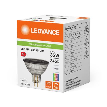 LED dimbare reflectorlamp MR16 GU5.3/5W/12V 4000K 36° CRI 90 - Ledvance