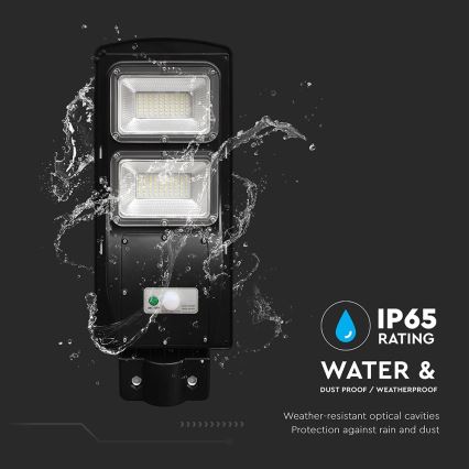 LED dimbare solar straatlamp met bewegings- en schemersensor LED/8W/3,2V 6000K IP65 9000 mAh zwart + afstandsbediening