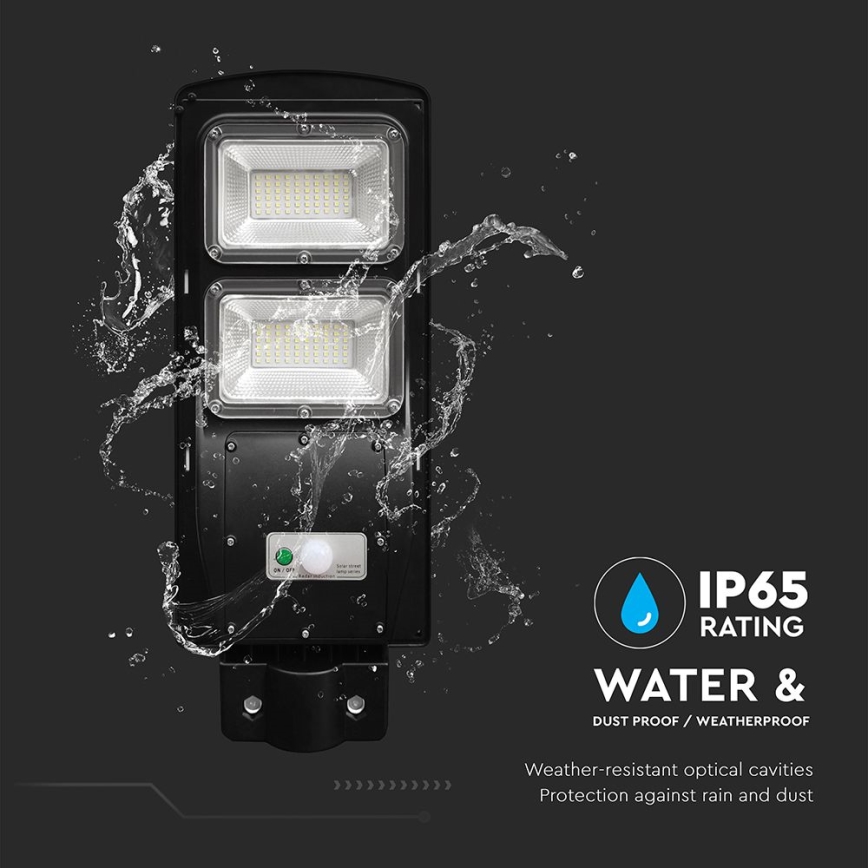 LED dimbare solar straatlamp met bewegings- en schemersensor LED/8W/3,2V 6000K IP65 9000 mAh zwart + afstandsbediening