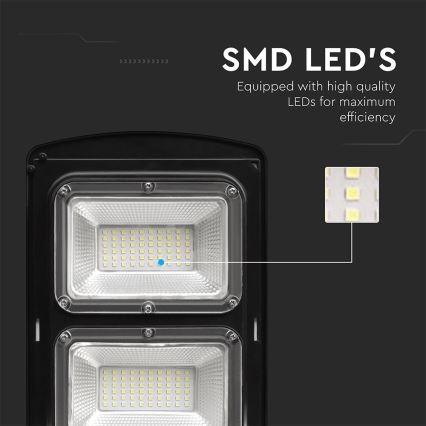 LED dimbare solar straatlamp met bewegings- en schemersensor LED/8W/3,2V 6000K IP65 9000 mAh zwart + afstandsbediening