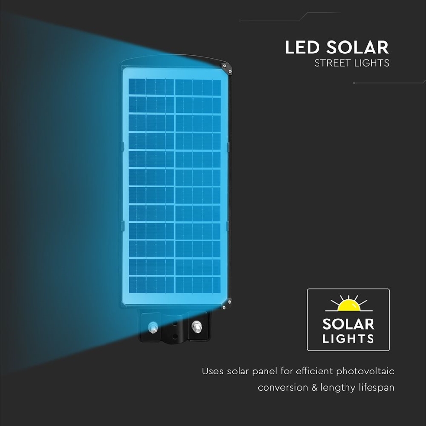 LED dimbare solar straatlamp met bewegings- en schemersensor LED/8W/3,2V 6000K IP65 9000 mAh zwart + afstandsbediening