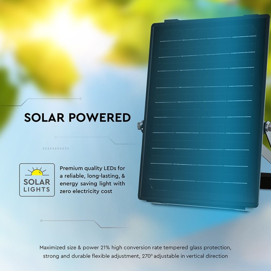 LED dimbare solarspot met sensor LED/10W/3,7V 4000/6000K IP65 3600 mAh + afstandsbediening