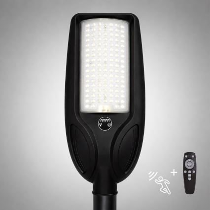 Dimbare LED-zonne-straatlamp met sensor VENICE LED/100W/3,2V 6000 mAh IP65 zwart + afstandsbediening
