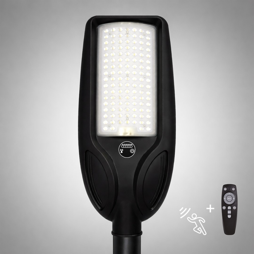 Dimbare LED-zonne-straatlamp met sensor VENICE LED/100W/3,2V 6000 mAh IP65 zwart + afstandsbediening