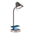 LED dimbare tafel lamp met draadloos opladen FINCH LED/9W/12/230V bruin/goud