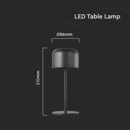 LED Dimbare Oplaadbare Touch Tafellamp LED/1,5W/5V 2700-5700K IP54 2200 mAh zwart