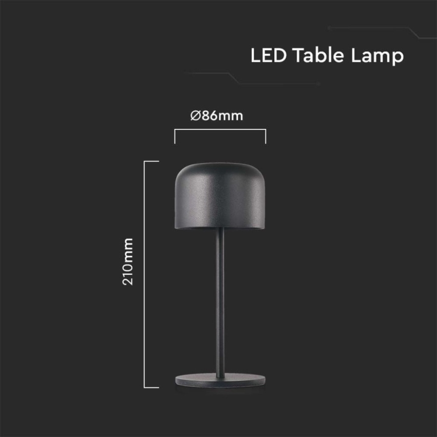 LED Dimbare Oplaadbare Touch Tafellamp LED/1,5W/5V 2700-5700K IP54 2200 mAh zwart