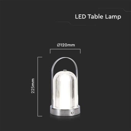 LED Dimbare Oplaadbare Touch Tafellamp LED/1W/5V 3000-6000K 1800 mAh mat chroom