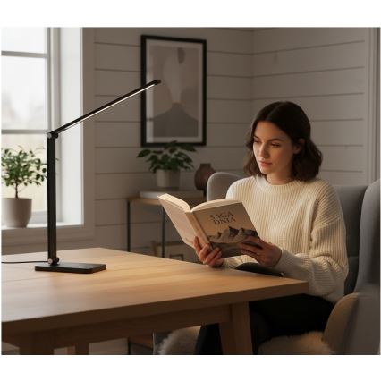 LED-dimbare tafellamp met draadloze QI-oplader NOBLITE Q LED/7W/230V 3000/4000/6500K zwart