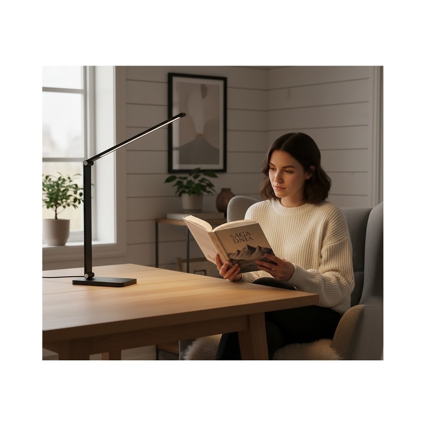 LED-dimbare tafellamp met draadloze QI-oplader NOBLITE Q LED/7W/230V 3000/4000/6500K zwart