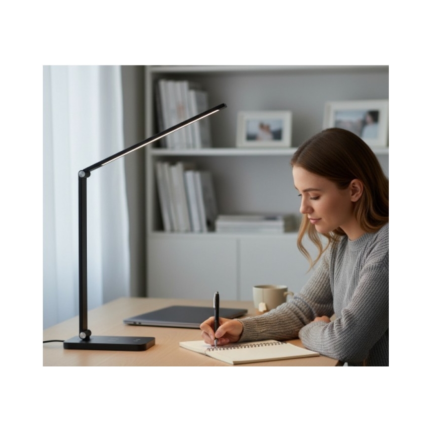 LED-dimbare tafellamp met draadloze QI-oplader NOBLITE Q LED/7W/230V 3000/4000/6500K zwart