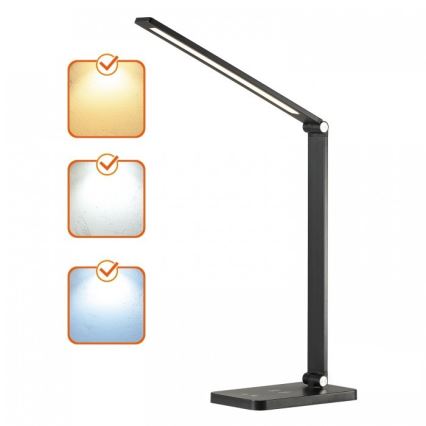 LED-dimbare tafellamp met draadloze QI-oplader NOBLITE Q LED/7W/230V 3000/4000/6500K zwart
