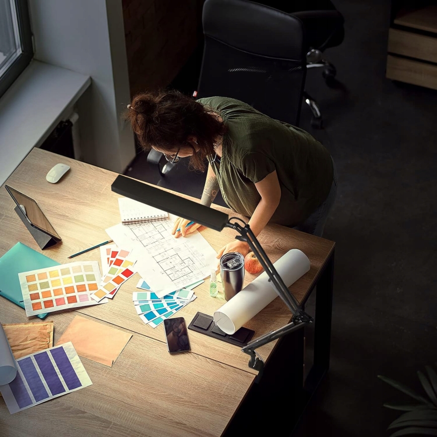 Dimbare LED-bureaulamp met aanraakbediening, flexibele hals en klem LED/10W/5/230V 3000/4000/6000K zwart